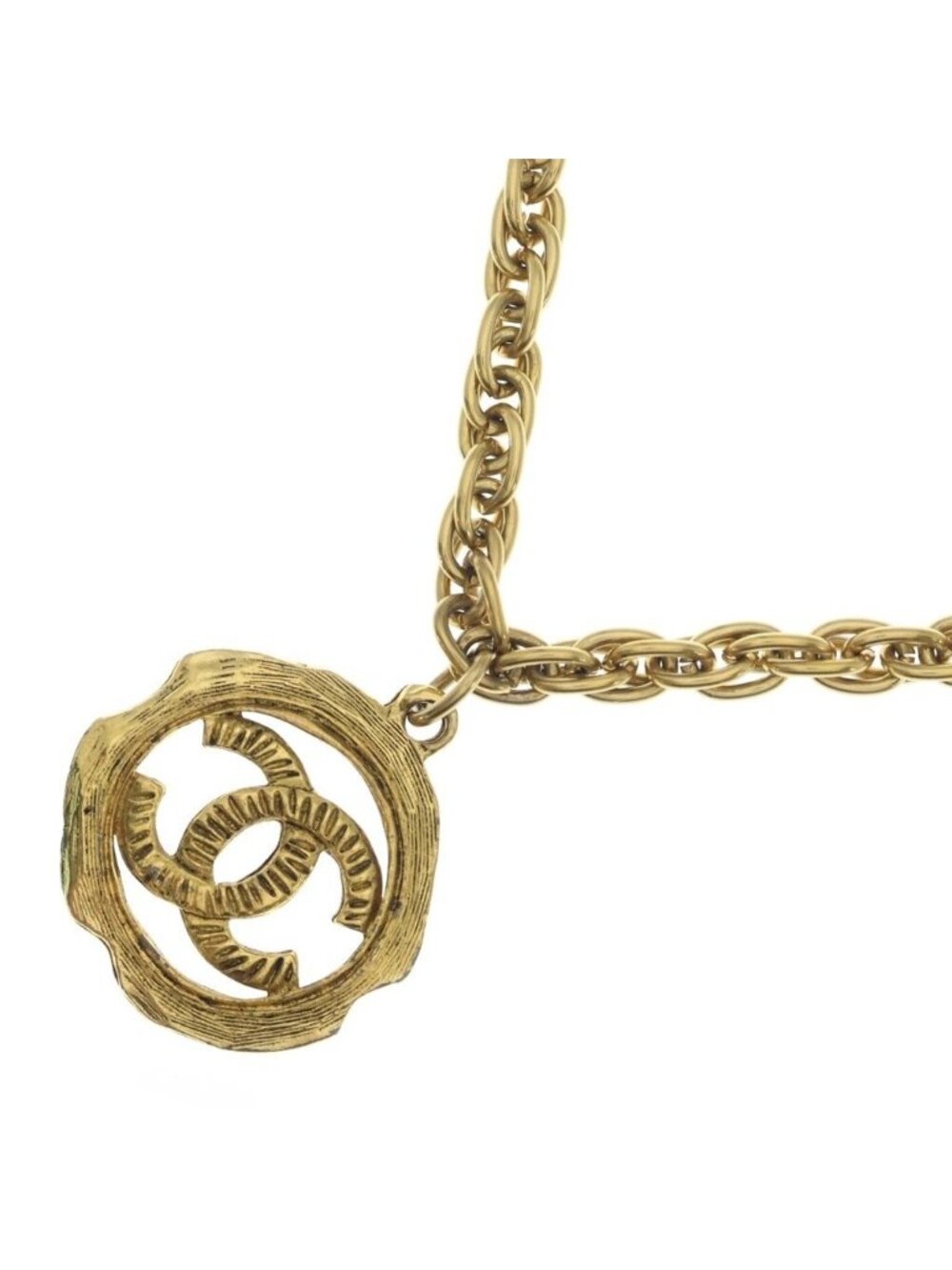 Chanel CC Logo Long Chain Necklace Vintage Gold Plated